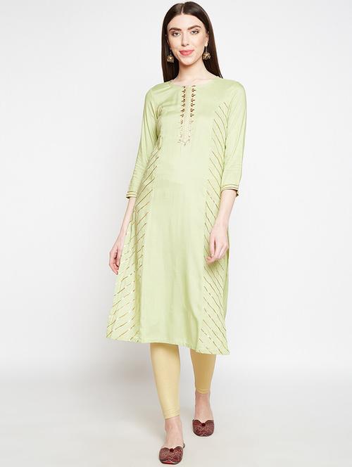 women neo mint round neck straight kurta - 21526041 - Very Small Image - 1