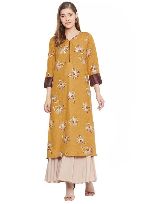 women floral v neck straight kurta - 21526162 - Very Small Image - 1