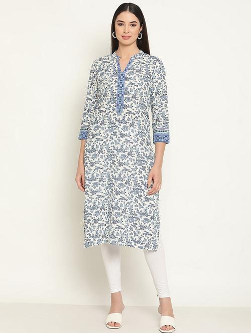 women floral mandarin neck straight kurta - 21526196 - Very Small Image - 1