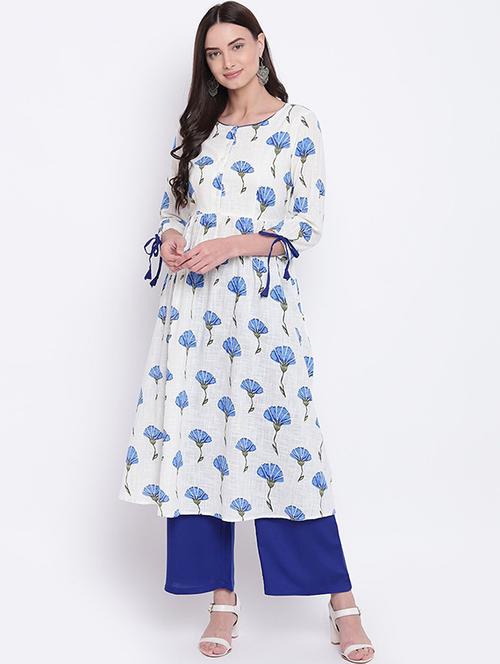 women floral round neck kurta palazzo set - 21526344 - Very Small Image - 1