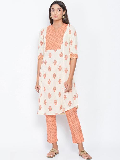 women floral mandarin neck kurta pant set - 21526431 - Very Small Image - 1