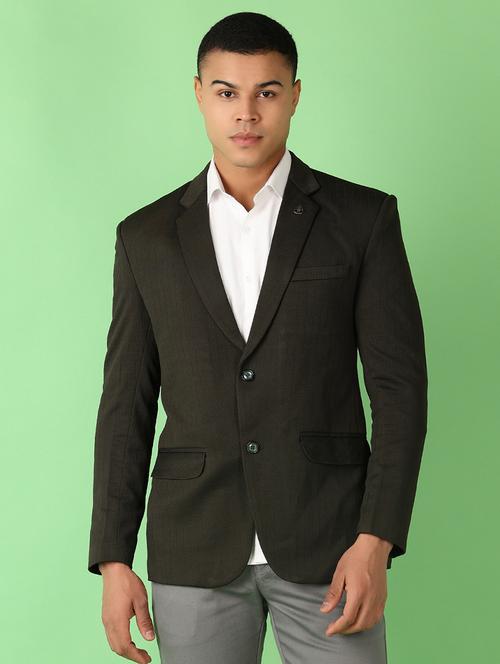 olive solid single breasted casual blazer - 21528146 - Very Small Image - 1