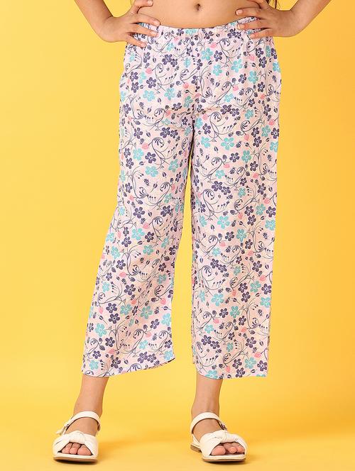 girls lavender floral printed palazzo - 21528203 - Very Small Image - 1