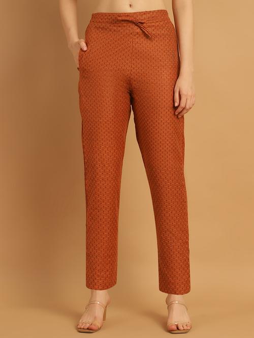 women printed ankle length flat front trouser - 21529353 - Very Small Image - 1