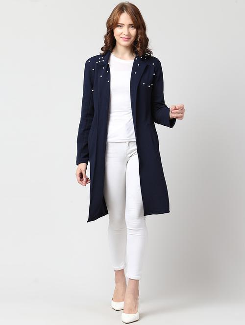 women navy blue polyester regular shrug - 21529376 - Very Small Image - 1