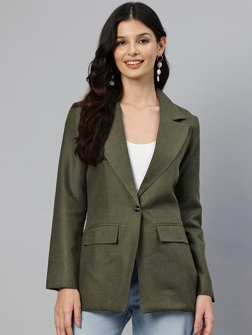 women solid long sleeve single breasted blazer - 21529713 - Very Small Image - 1