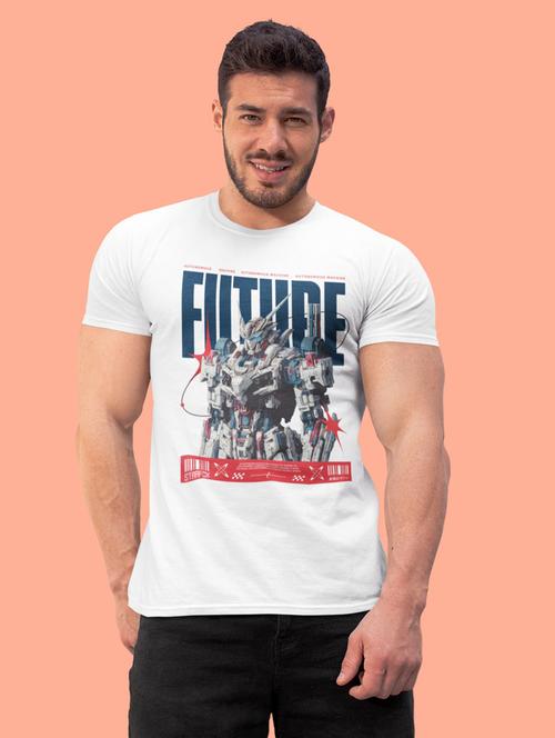 men round neck front print t-shirt - 21530469 - Very Small Image - 1