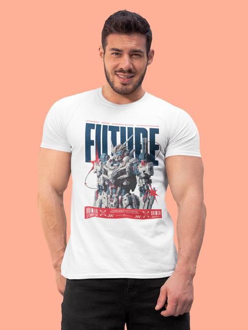 men round neck front print t-shirt - 21530470 - Very Small Image - 1