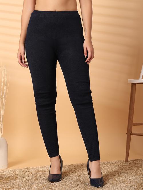 women navy blue wool leggings - 21531134 - Very Small Image - 1