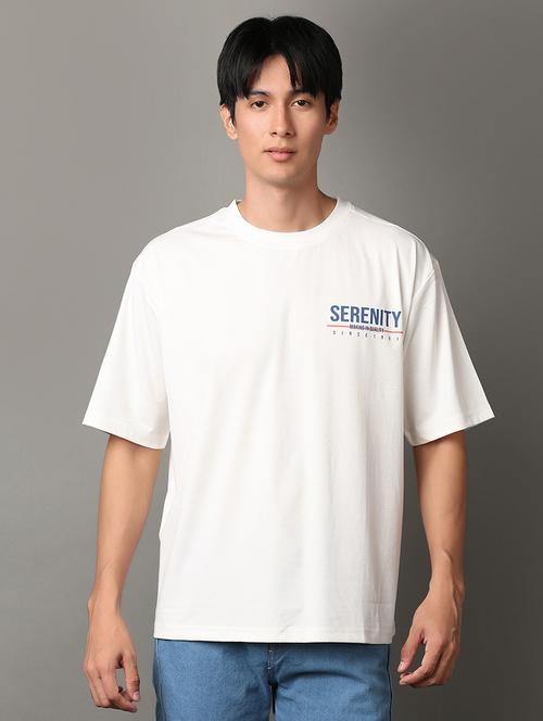 off white cotton front print tshirt - 21531512 - Very Small Image - 1