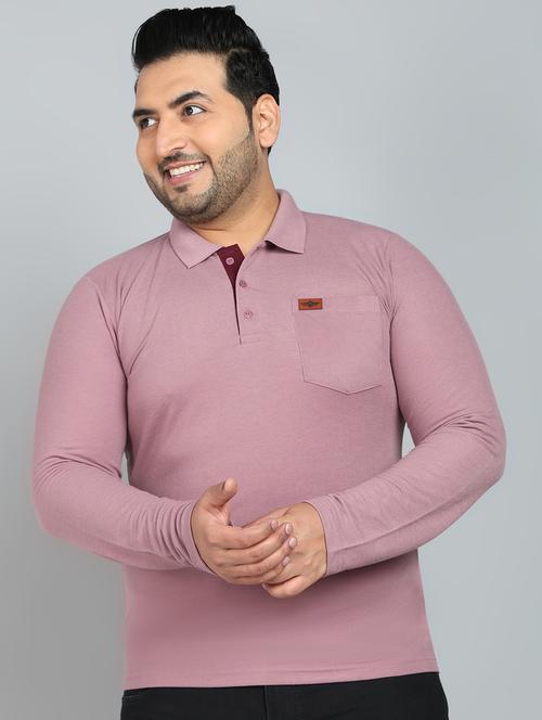 men plus size polo neck plain t-shirt - 21532161 - Very Small Image - 1