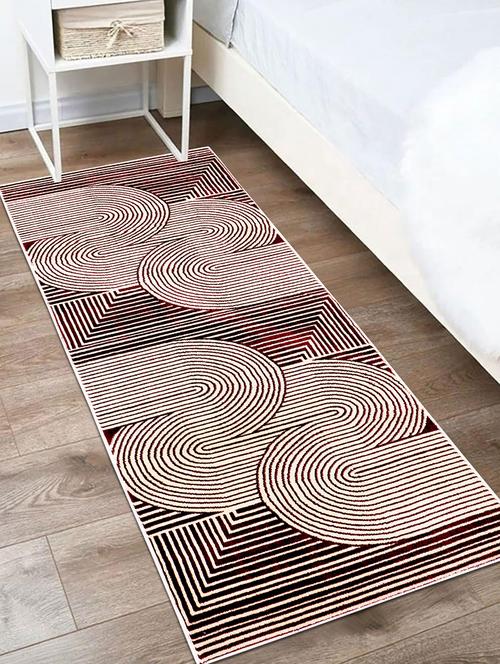 modefe 5x7 feet rug carpet cream & maroon geometric printed persian carpets for bedroom - 21533077 - Very Small Image - 1