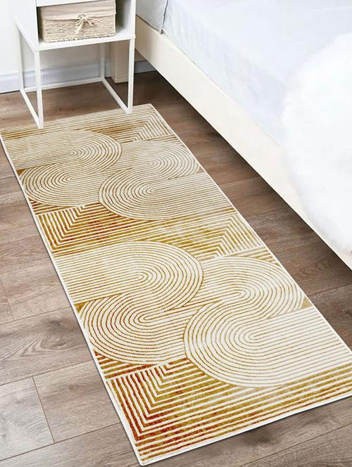 modefe 2x6 feet runner rug carpet beige & white geometric printed primium persian carpets for bedroo - 21533080 - Very Small Image - 1