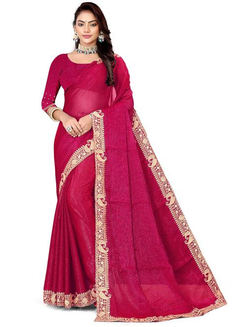 women solid with bordered saree - 21533115 - Very Small Image - 1