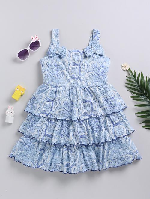 girls knee length printed frock - 21534175 - Very Small Image - 1