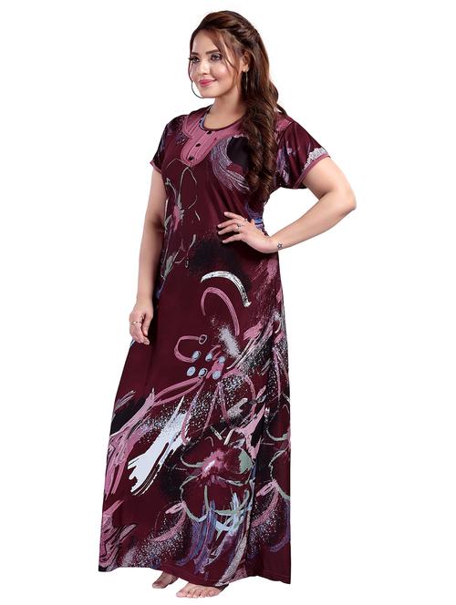 women printed short sleeves nighty - 21534788 - Very Small Image - 1
