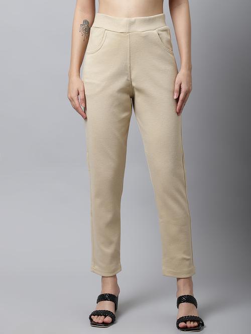 women beige solid mid rise jeggings - 21535660 - Very Small Image - 1