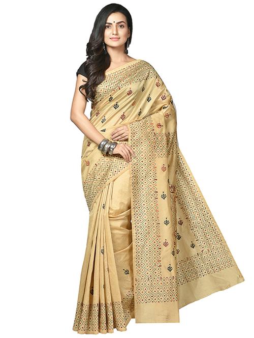 women beige printed saree - 21536931 - Very Small Image - 1