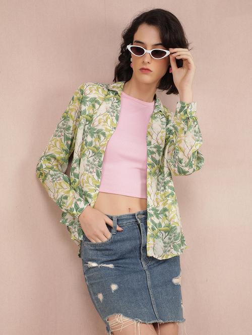 women floral printed collared shirt - 21537722 - Very Small Image - 1