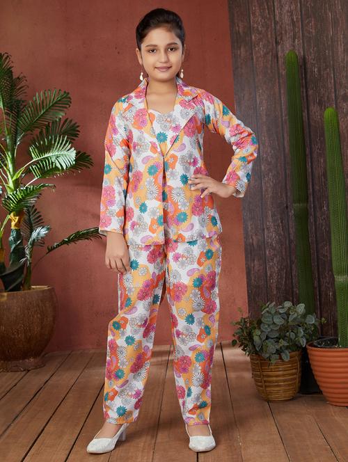 girls floral printed full length set with jacket - 21538504 - Very Small Image - 1