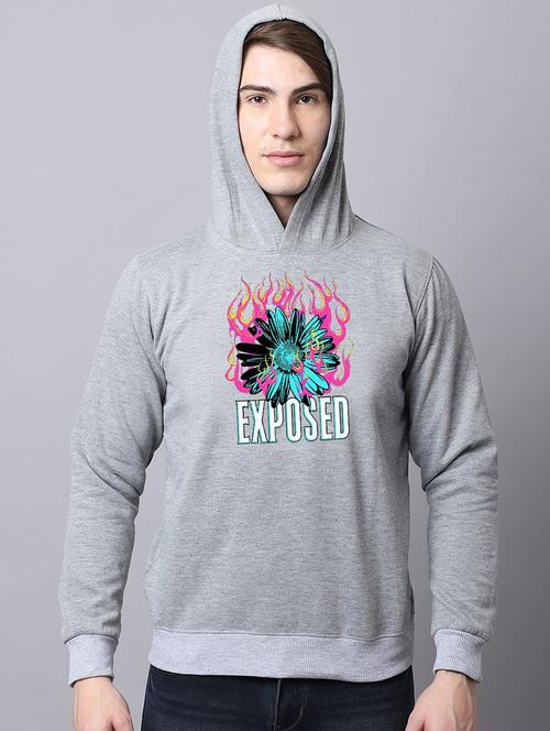men front print long sleeves hooded sweatshirt - 21539685 - Very Small Image - 1