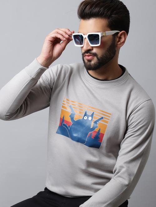 men long sleeves front print sweatshirt - 21539721 - Very Small Image - 1