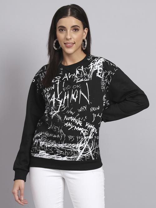 women long sleeves front print sweatshirt - 21539891 - Very Small Image - 1