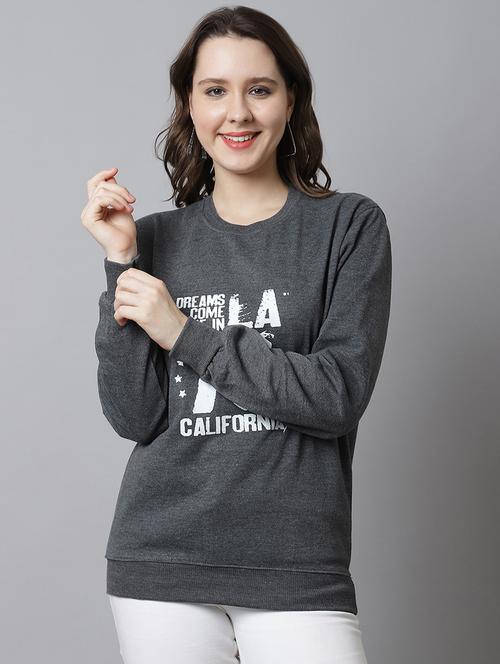 women long sleeves front print sweatshirt - 21539898 - Very Small Image - 1