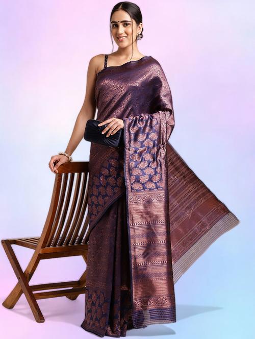 women self design zari work kanjivaram saree - 21540589 - Very Small Image - 1