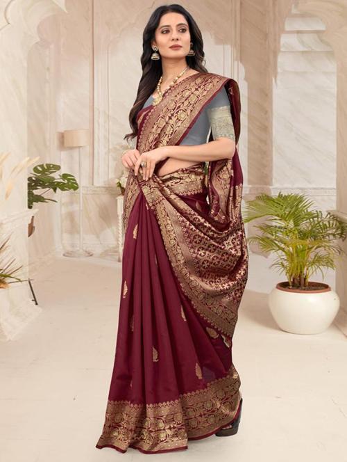 women self design zari work kanjivaram saree - 21540964 - Very Small Image - 1