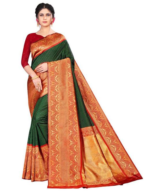women self design zari work kanjivaram saree - 21540997 - Very Small Image - 1