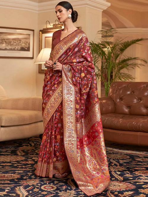 women self design zari work kanjivaram saree - 21541008 - Very Small Image - 1
