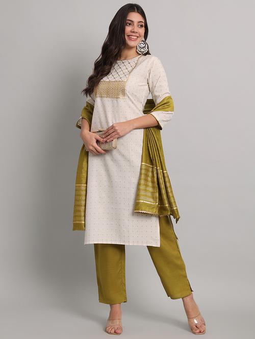 women round neck kurta pant set with dupatta - 21542078 - Very Small Image - 1