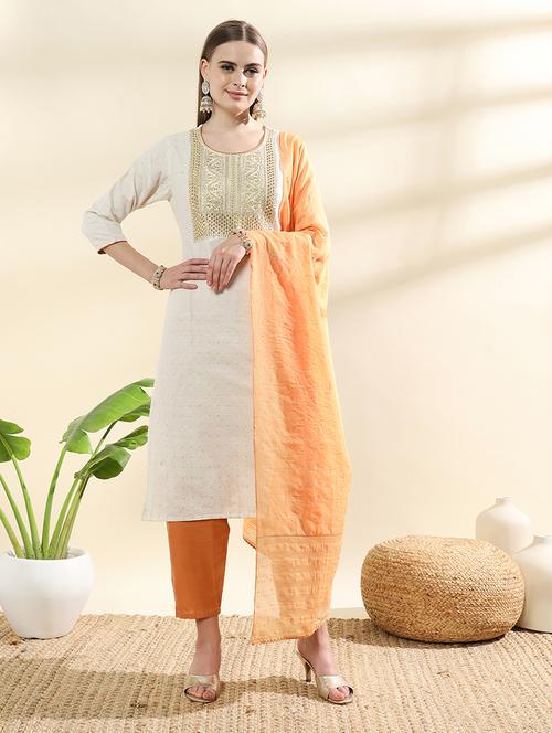 women round neck kurta pant set with dupatta - 21542085 - Very Small Image - 1