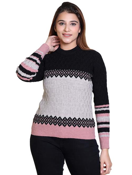 women color blocked long sleeve pullover - 21543029 - Very Small Image - 1