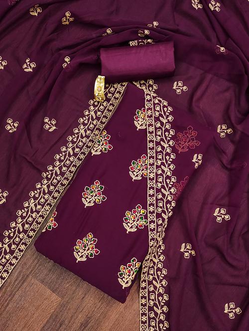 women embroidered unstitched suit set - 21543263 - Very Small Image - 1