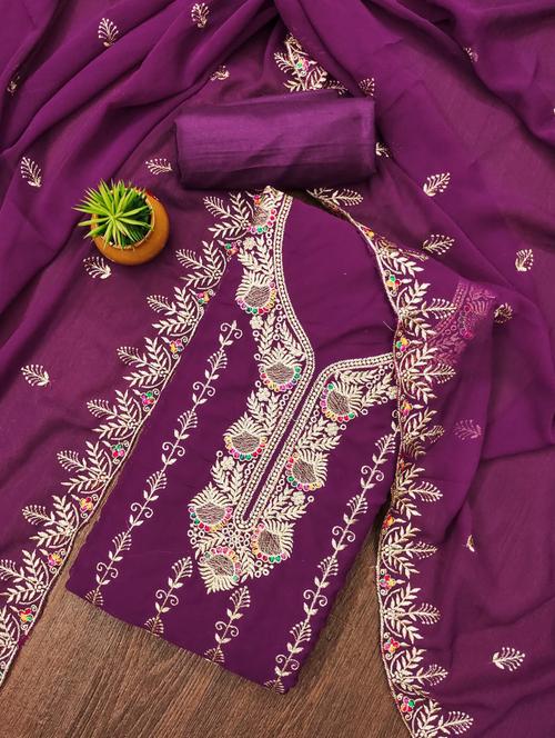 women embroidered unstitched suit set - 21543301 - Very Small Image - 1
