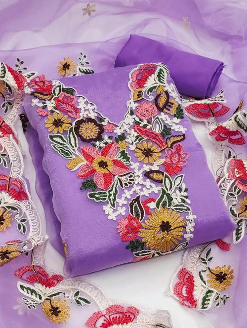 women embroidered unstitched suit set - 21543334 - Very Small Image - 1