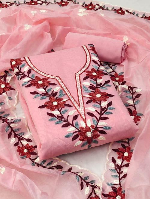 women embroidered unstitched suit set - 21543390 - Very Small Image - 1