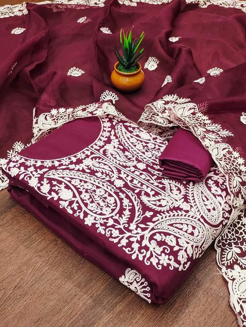 women embroidered unstitched suit set - 21543451 - Very Small Image - 1