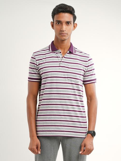 men striped short sleeve polo t-shirt - 21543458 - Very Small Image - 1