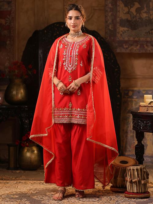 women gota patti kurta sharara with dupatta suit set - 21544592 - Very Small Image - 1