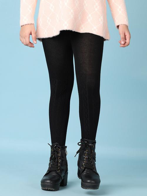 girls solid ankle length winterwear leggings - 21545132 - Very Small Image - 1