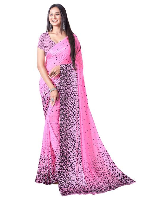 women printed casual wear georgette saree with blouse - 21546222 - Very Small Image - 1