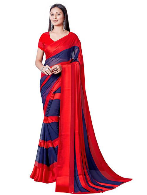 women printed casual wear georgette saree with blouse - 21546239 - Very Small Image - 1