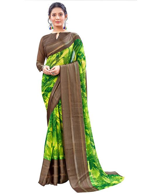 women printed casual wear georgette saree with blouse - 21546254 - Very Small Image - 1