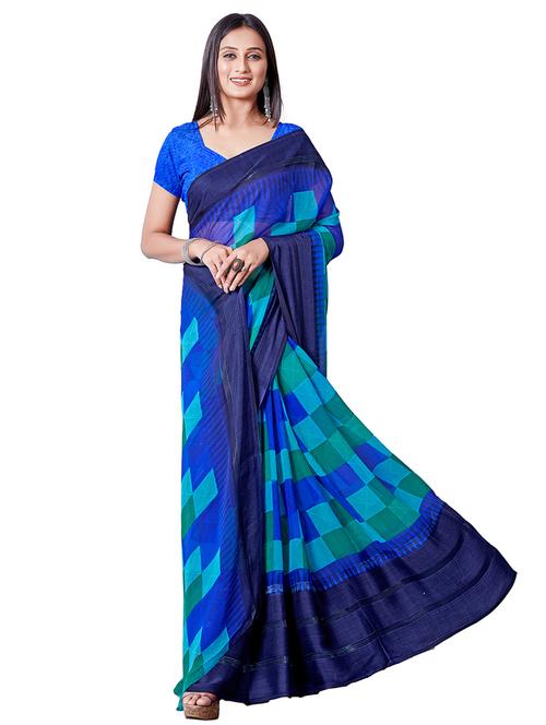 women printed casual wear georgette saree with blouse - 21546272 - Very Small Image - 1