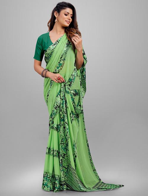women printed casual wear georgette saree with blouse - 21546273 - Very Small Image - 1