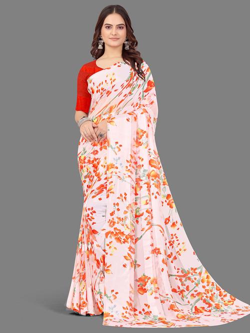 women printed casual wear georgette saree with blouse - 21546282 - Very Small Image - 1