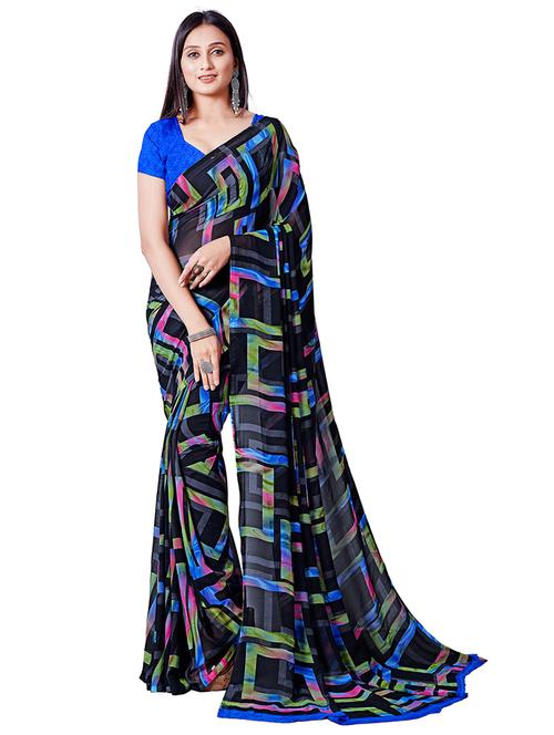 women printed casual wear georgette saree with blouse - 21546332 - Very Small Image - 1